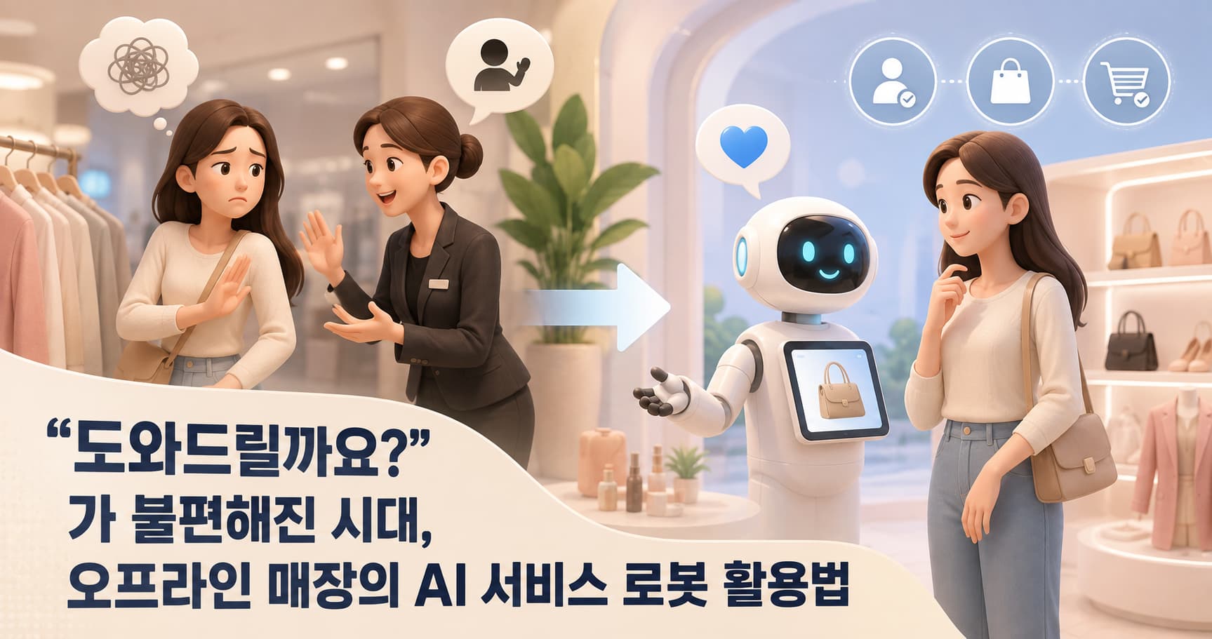 “도와드릴까요?”가 불편해진 시대, 오프라인 매장의 AI 서비스 로봇 활용법 대표 이미지