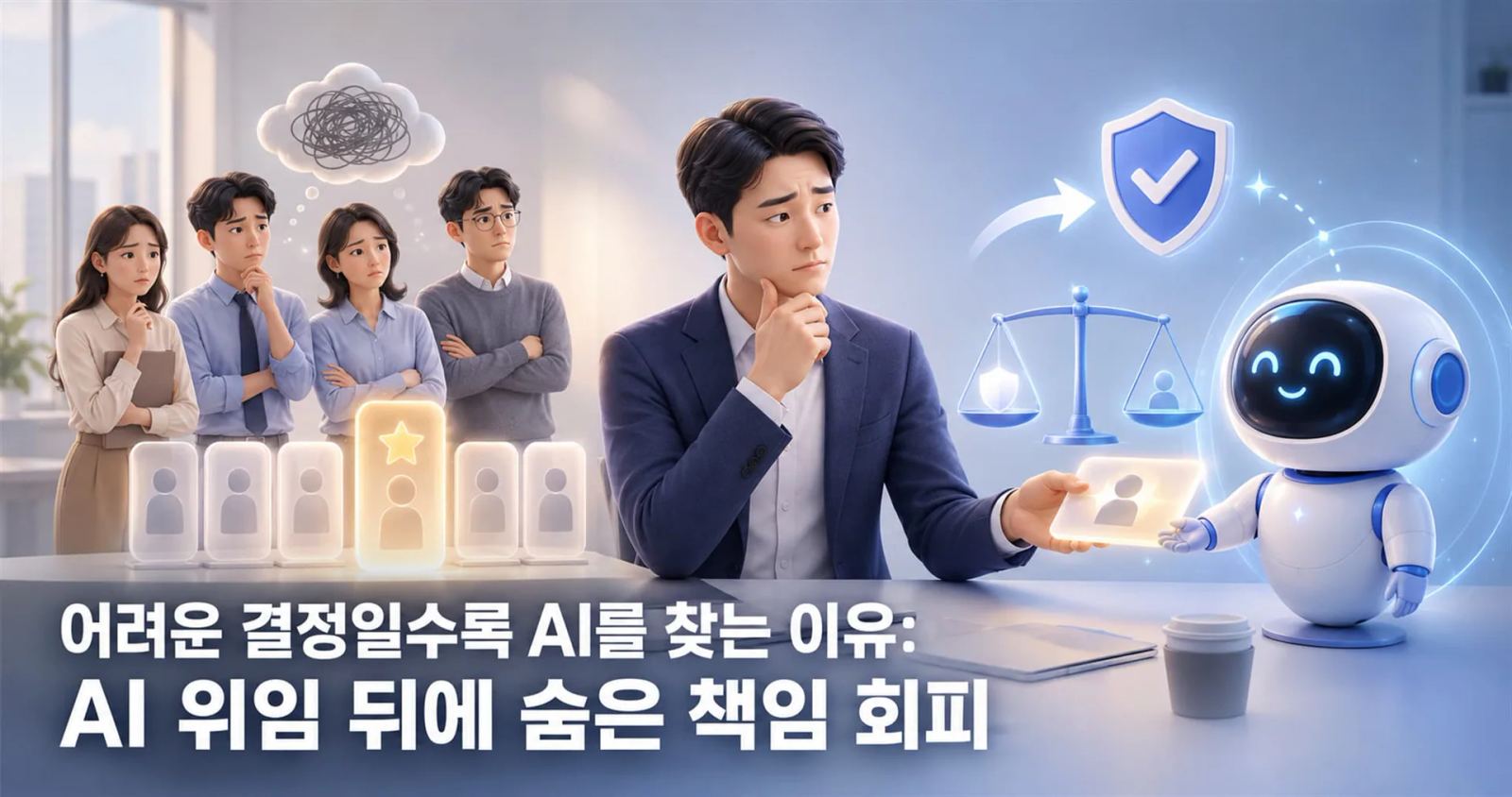 어려운 결정일수록 AI를 찾는 이유: AI 위임 뒤에 숨은 책임 회피 대표 이미지