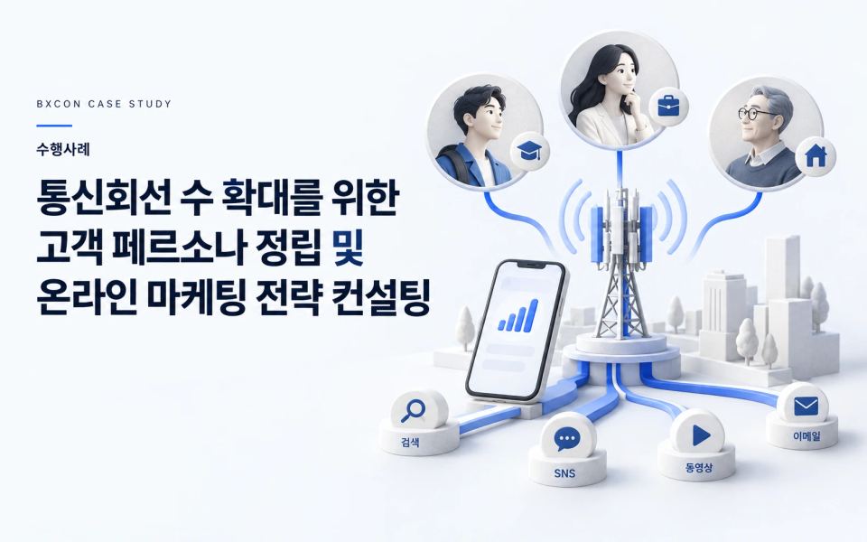 통신회선 수 확대를 위한 고객 페르소나 정립 및 온라인 마케팅 전략 컨설팅 — BXCON 수행사례 표지